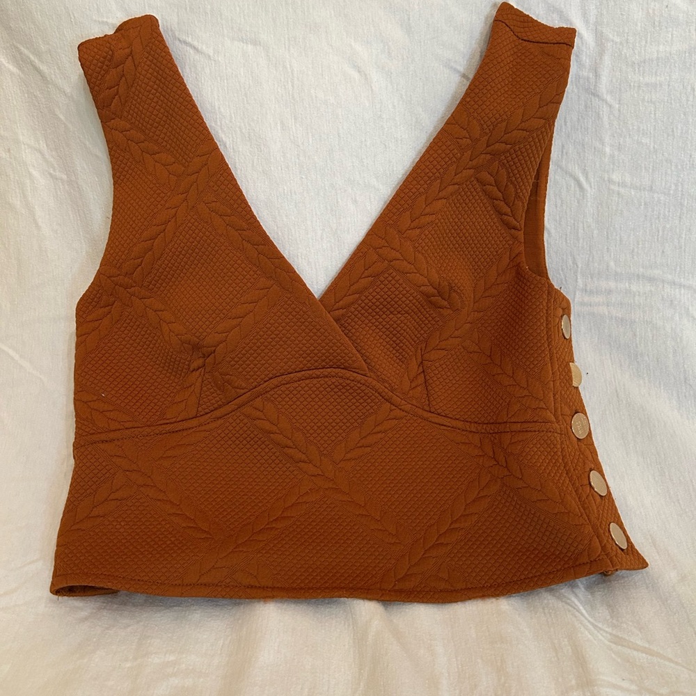 Anthropologie Quilted Rust Crop Top